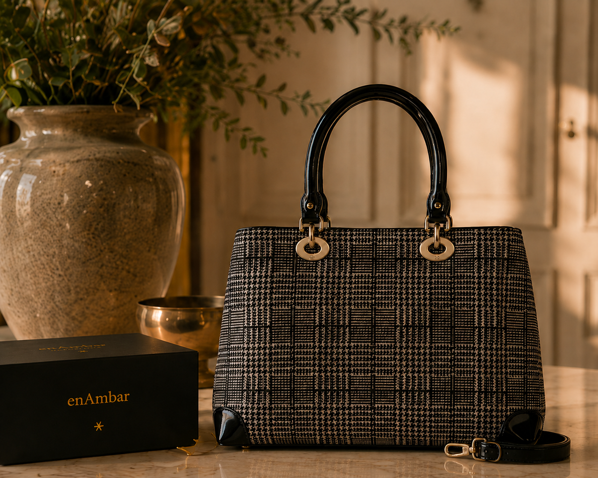 Galina sparkling tweed handbag with detachable strap