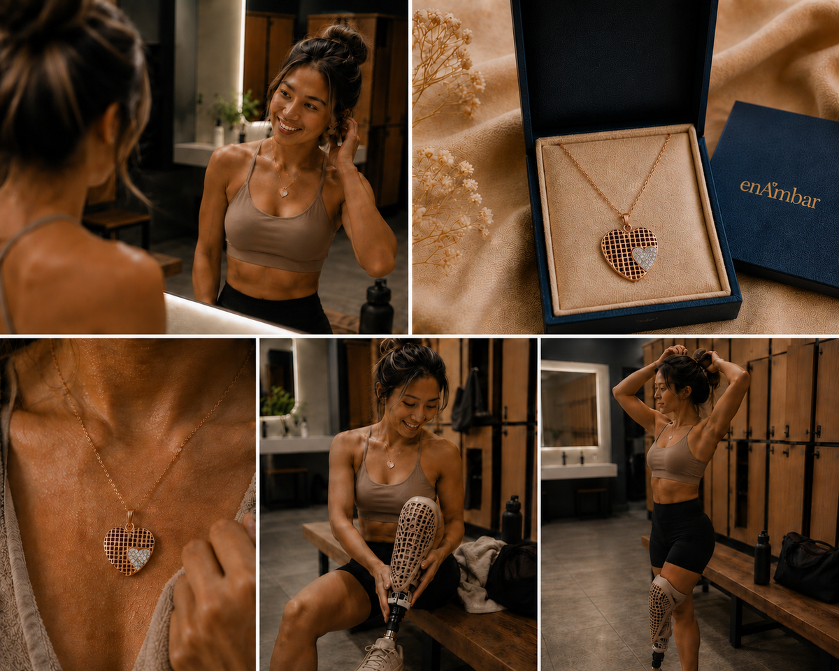 Rose gold cubic zirconia heart lace pendant with gift box and detail views